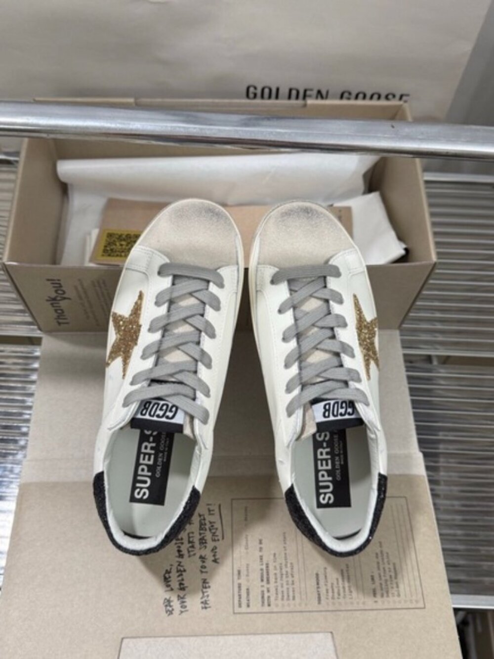 Golden Goose Women's White and Black Sneakers with Gold Star - Picture 3 of 8
